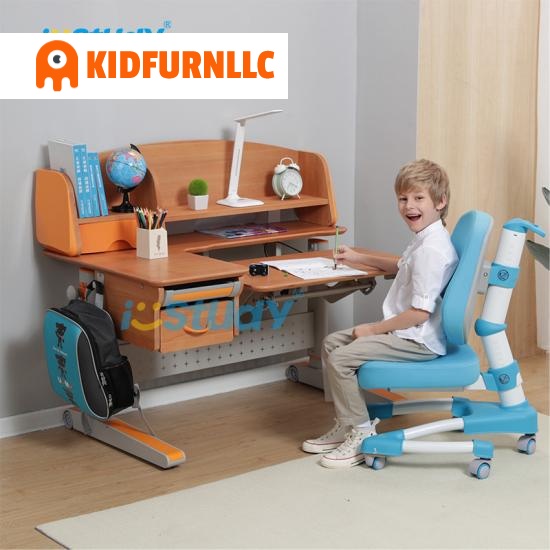wooden study desk and chair